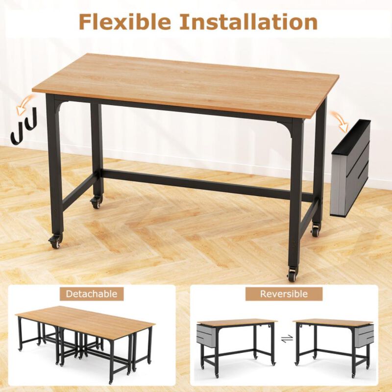 Hivvago Mobile Computer Workstation with 4 Smooth Casters