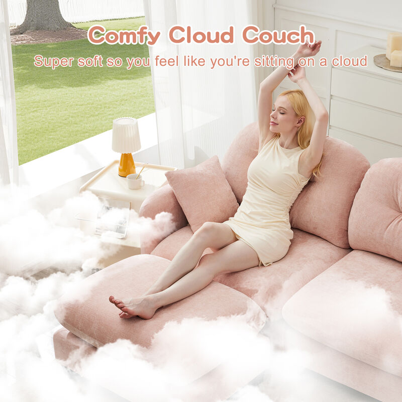 Merax Loveseat Cloud Sectional Couches Chenille Fabric, Tufted Cushion Backrest Design image number 3