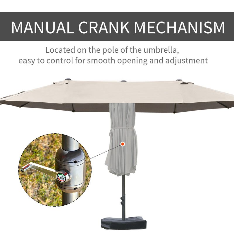 Coffee-Colored Shade: 15ft Rectangular Double-Canopy Patio Umbrella