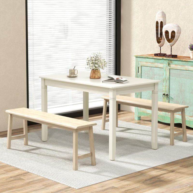 Hivvago Wooden Dining Table for 4 People Rectangular Kitchen Table with Rubber Wood Legs.