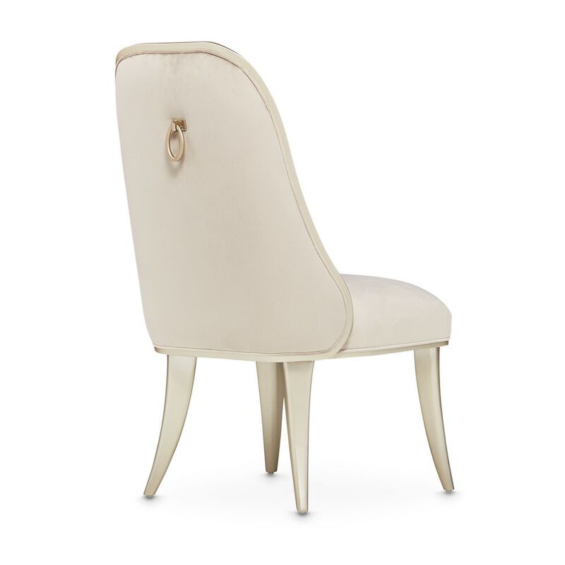 Velvet Chairs Set of 2, Beige Chairs for Dining Table with Tall Back image number 8