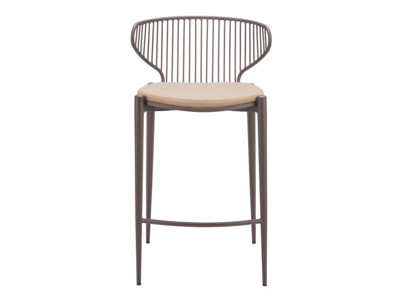 Silues Counter Stool (Set of 2) Taupe & Brown image number 0