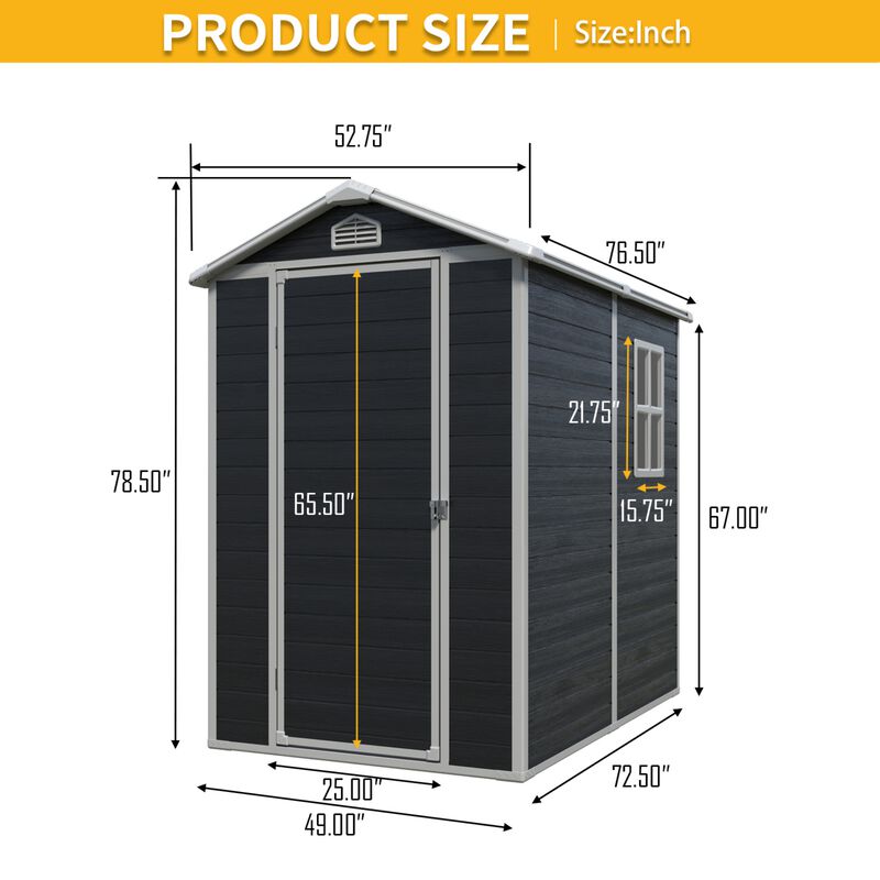4 ft x 6 ft Outdoor plastic Storage Shed with floor image number 3