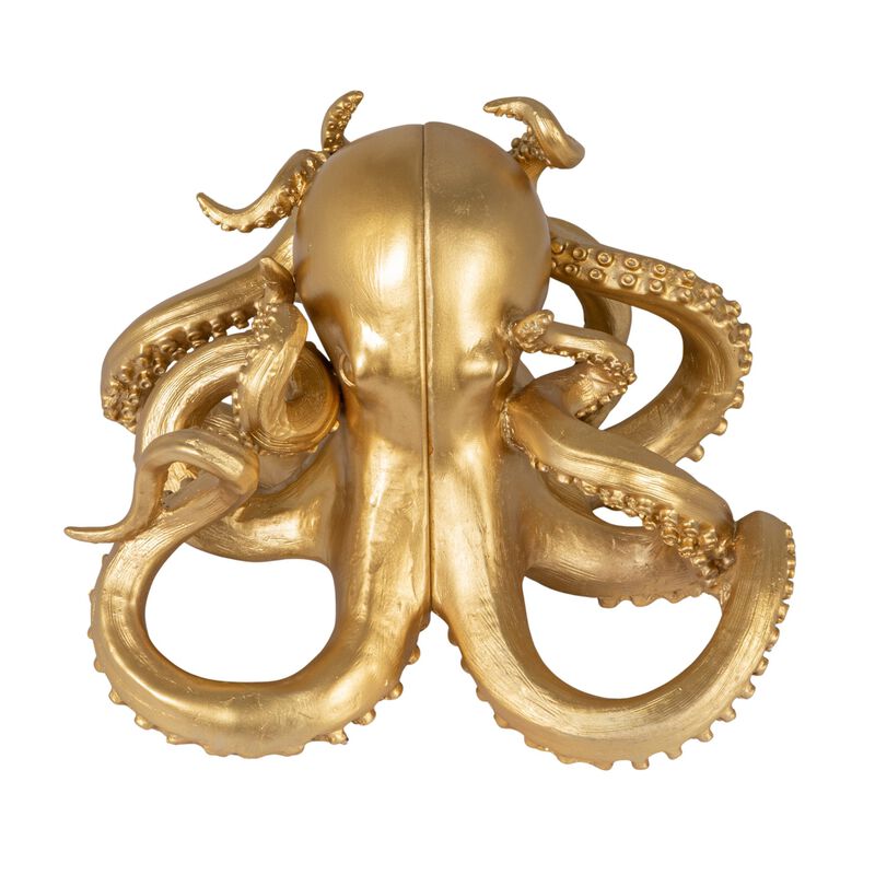 Resin Octopus Bookends, Metallic Gold Finish image number 3