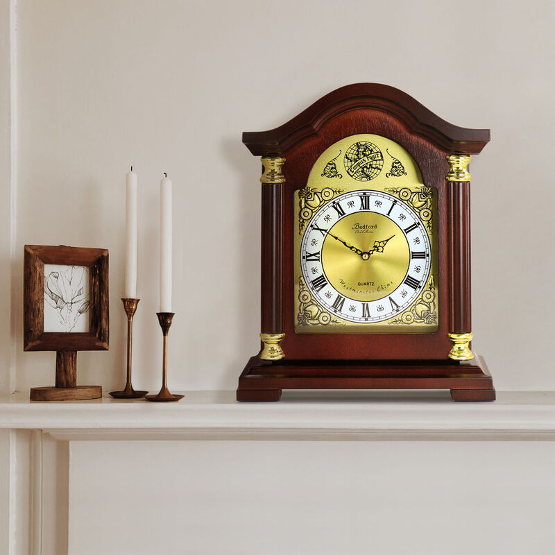 Bedford Clock Collection Redwood Mantel Clock with Chimes image number 7