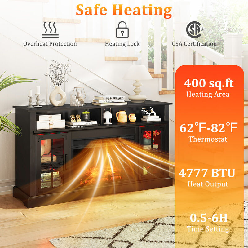 Electric Fireplace TV Stand with Remote Control and Thermostat for Living Room image number 8