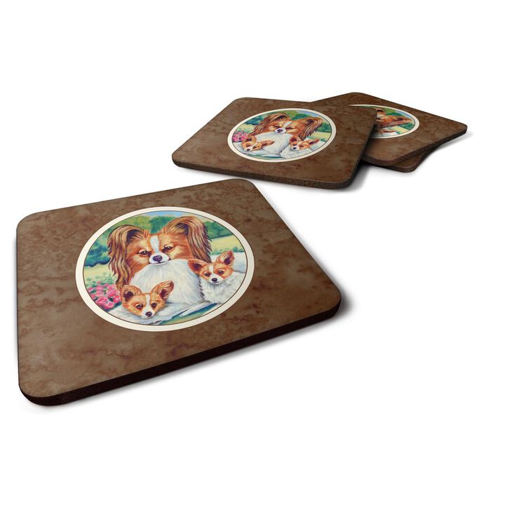 Caroline's Treasures 7042FC Papillon A Momma's Love Foam Coasters (Set of 4), 3.5, Multicolor