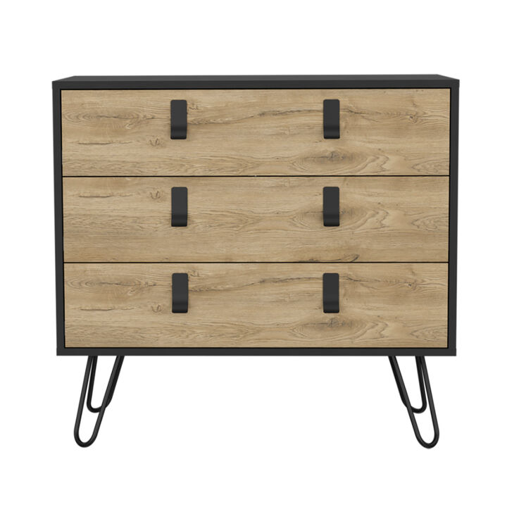 Wooden Bedroom Dresser with Three Drawers for Clothes Storage