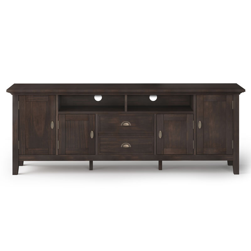 Redmond SOLID WOOD 72 inch Wide Transitional TV Media Stand in Brunette Brown For TVs up to 80 inches