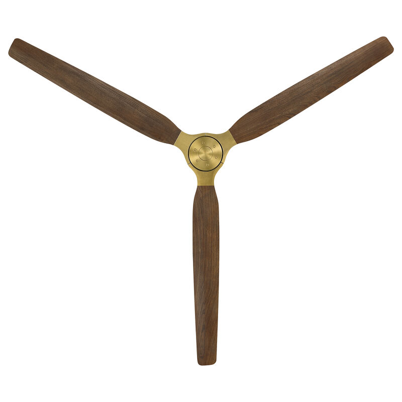 84" Mid Century Modern Natural Brass Solid Wood 6 Speed Extra Large Ceiling Fan No Light with Remote Control image number 6