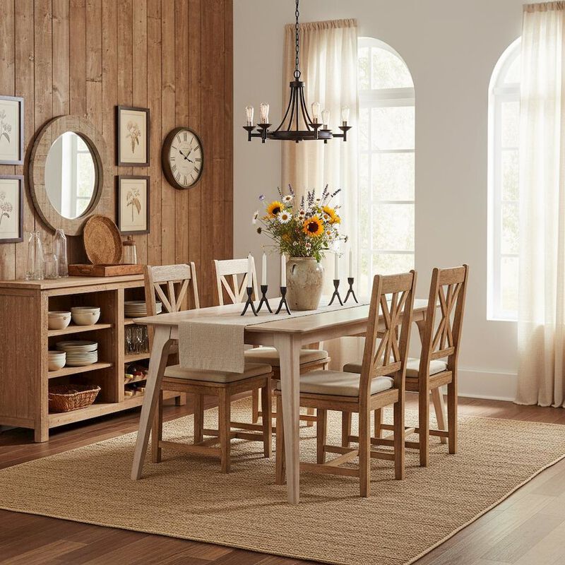 White Ash 60" Rectangle Wood Dining Table, Mid-Century Modern image number 7