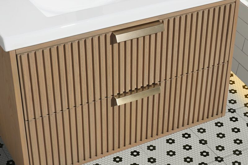 Diego 30" Floating Bathroom Vanity Oak image number 3