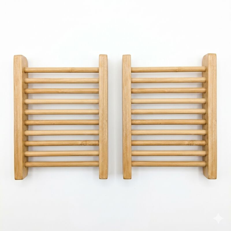 2-Pack Natural Bamboo Soap Bar Dish image number 0