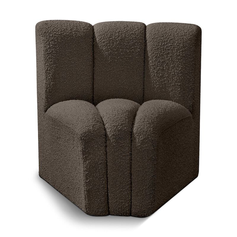 Meridian Furniture Arc Brown Boucle Fabric Curved Corner