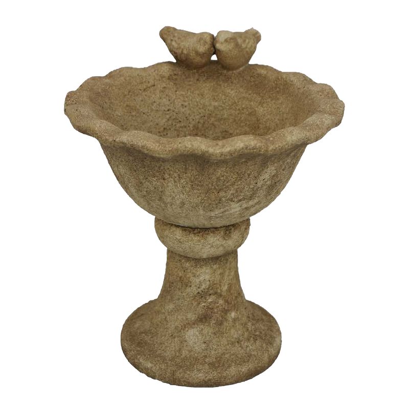 Ivina Bird Bath Feeder, Brown Terracotta, Cute Decorative, 12 Inch - Benzara