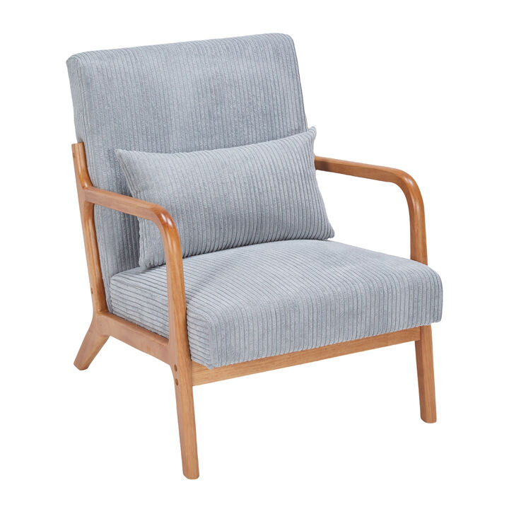 GOODSILO Mid-Century Modern Accent Chair with Ergonomic Support and Sustainable Rubberwood Frame
