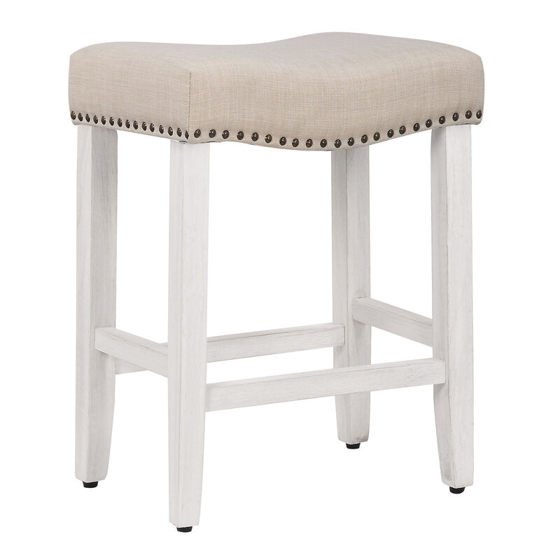 WestinTrends 24" Upholstered Saddle Seat Counter Stool (Set of 2)