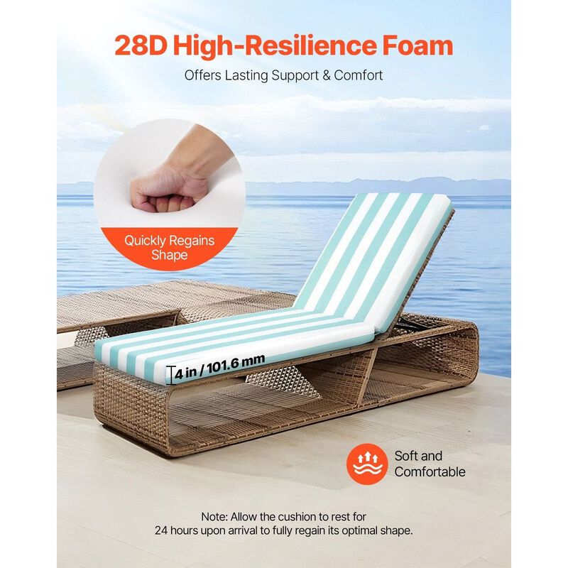 Set of 2 Outdoor Chaise Lounge Cushions, Waterproof & Fade-Resistant, Striped Design image number 6