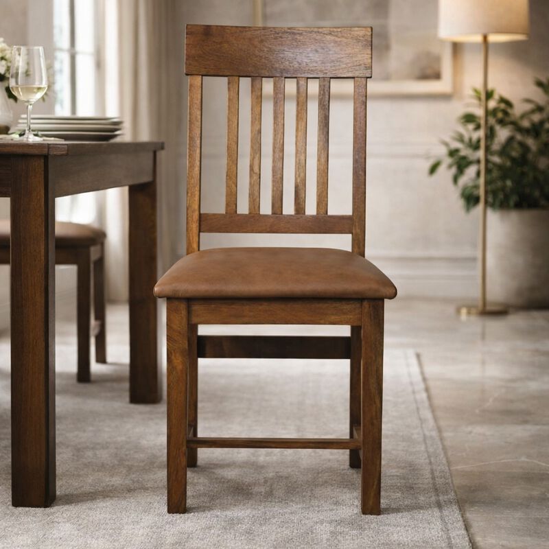 Leather Slatted Dining Chair image number 1