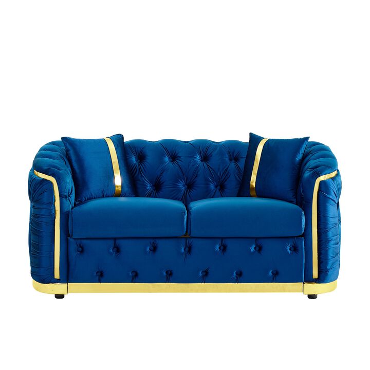 Dadtog Velvet Chesterfield Loveseat Sofa
