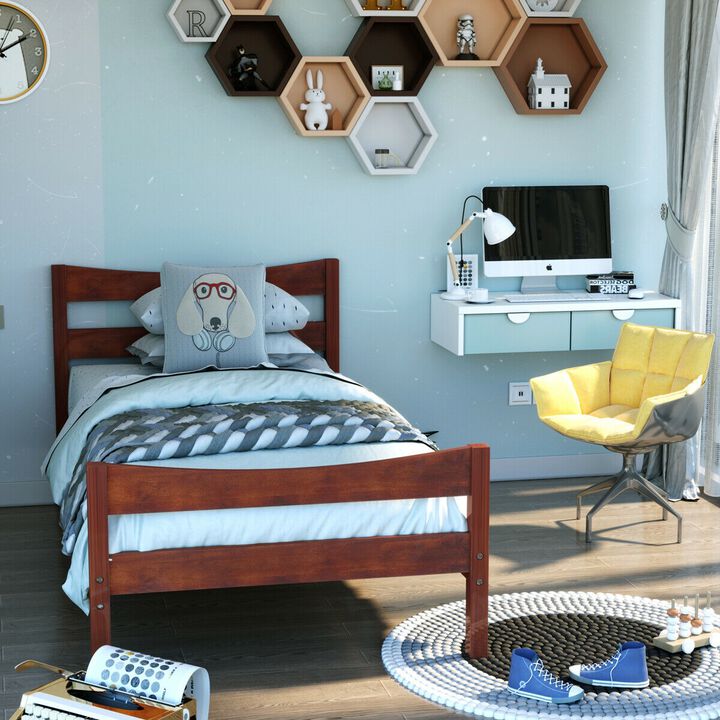 Rustic Platform Bed Frame with Headboard and Footboard &ndash; Bedroom Furniture