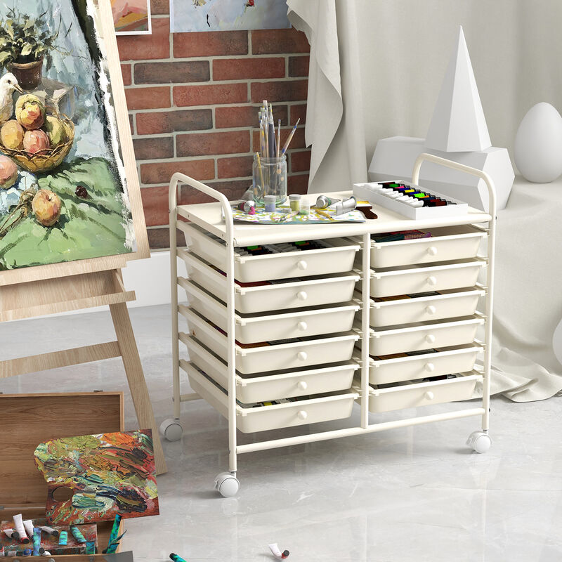 Heavy-Duty Rolling Cart with 12 Drawers – Ideal for Craft & Office Use