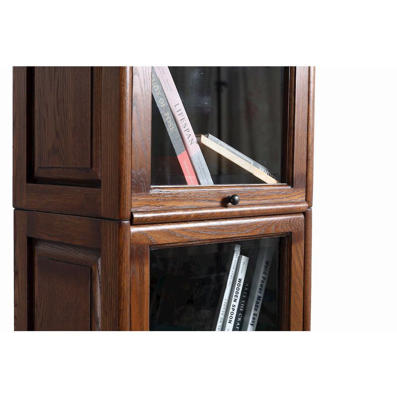 Crafters and Weavers Mission Narrow Barrister Bookcase - Beveled Glass