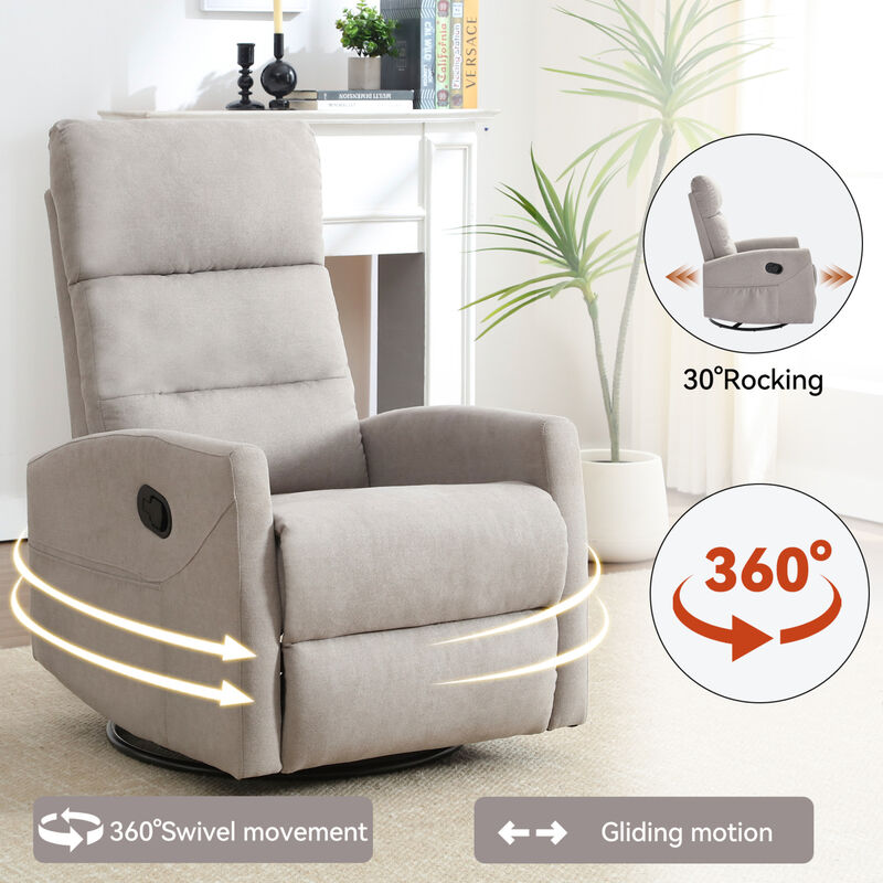 GOODSILO Manual Recliner Chair with Swivel and Rocking Function for Comfortable Living Room Seating image number 4