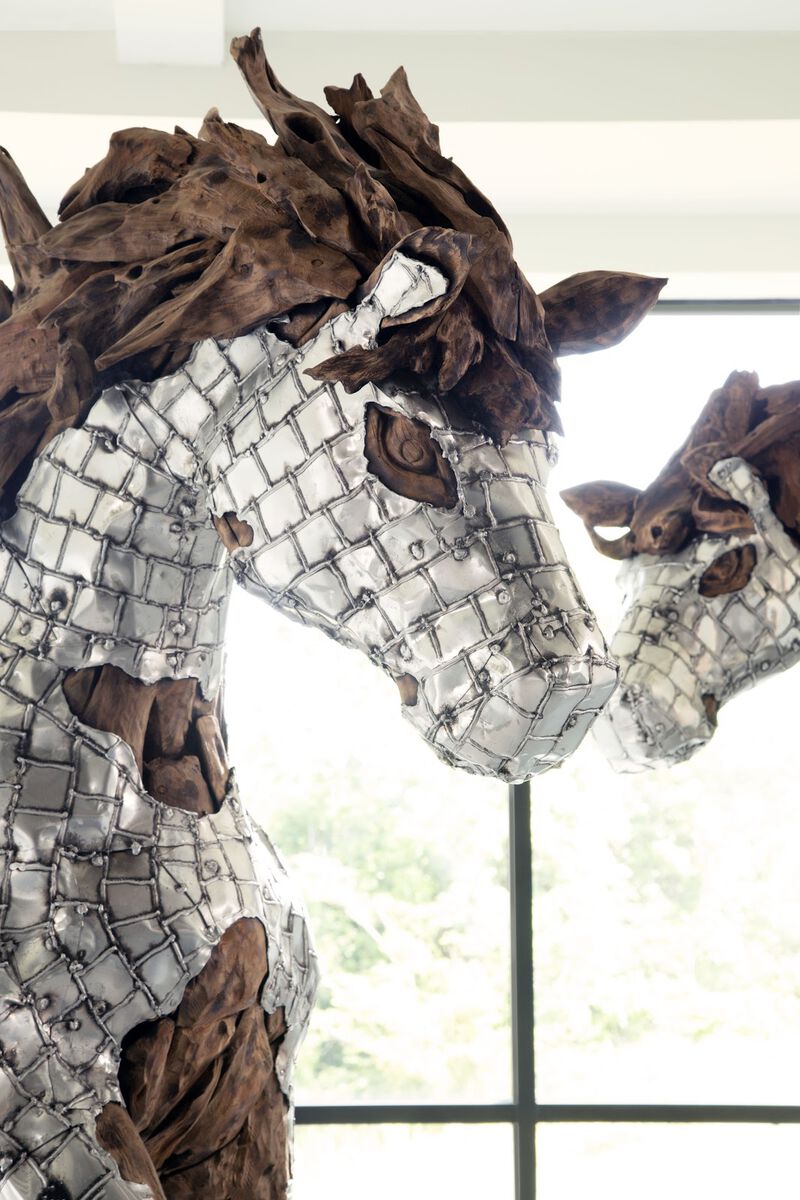 Mustang Galloping Horse Armored Sculpture