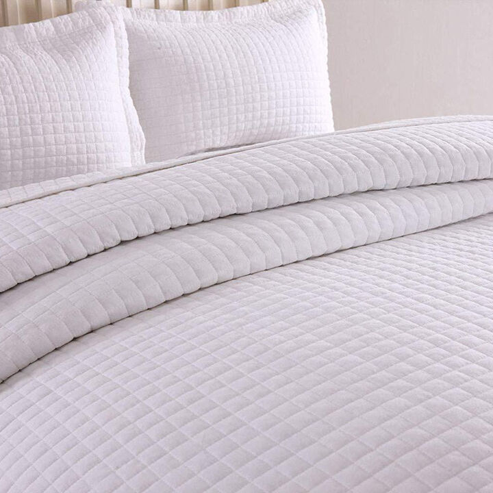 MarCielo White Cotton Quilt Set Bedspread Coverlet B33