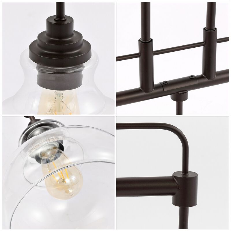 Marlowe 3-Light Farmhouse Industrial Iron/Glass Linear LED Pendant