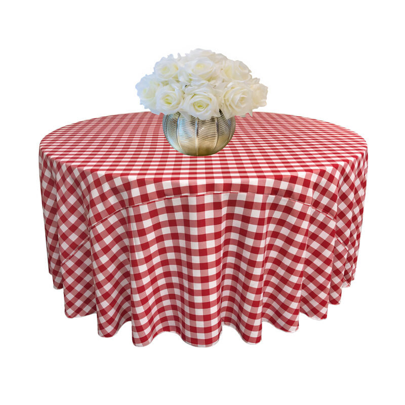 Round Checkered Tablecloth for Dining, Parties and Outdoor Picnic Use image number 2