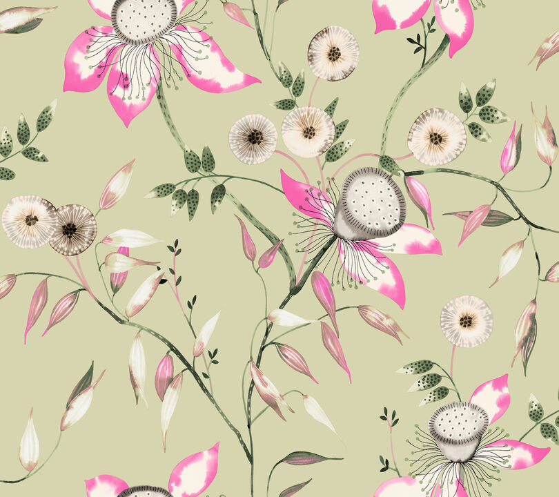 Dream Blossom Light Green Wallpaper (Set of 2)