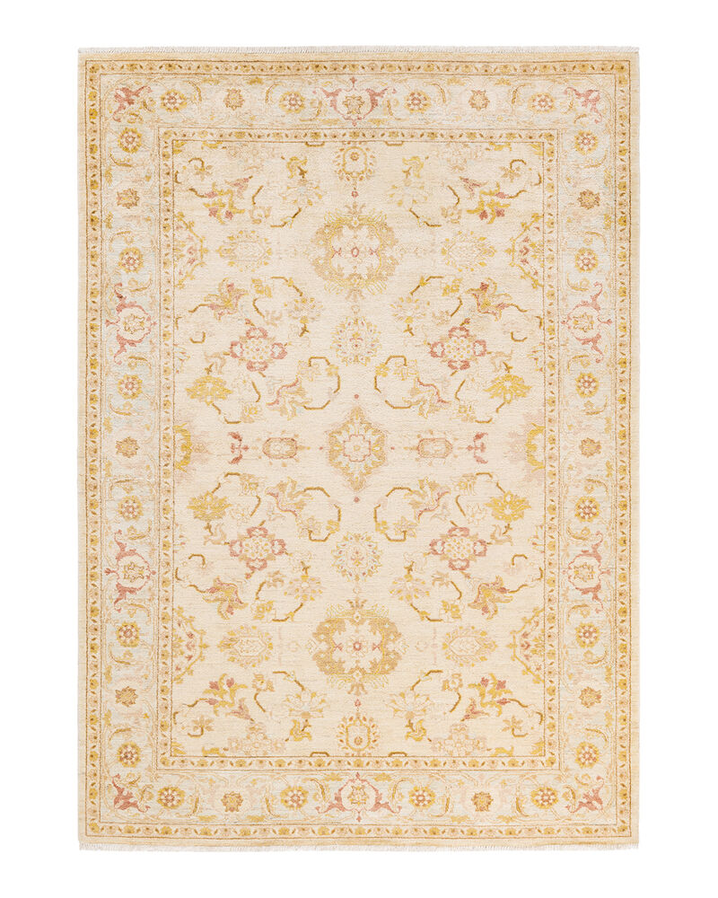 Eclectic, One-of-a-Kind Hand-Knotted Area Rug  - Ivory, 6' 3" x 8' 10"