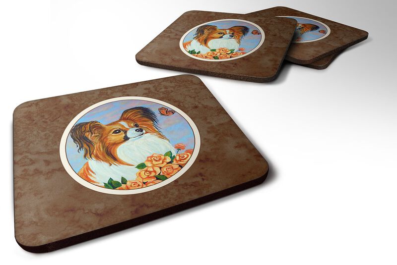 Caroline's Treasures 7246FC Papillon Foam Coasters (Set of 4), 3.5, Multicolor image number 0