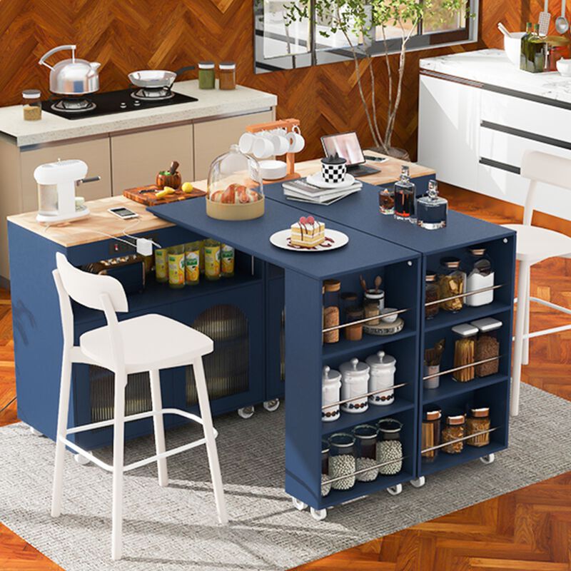 ELEMENT ACE Versatile Rolling Kitchen Island with Extendable Tabletop, LED Lighting, and Convenient Power Outlets image number 6