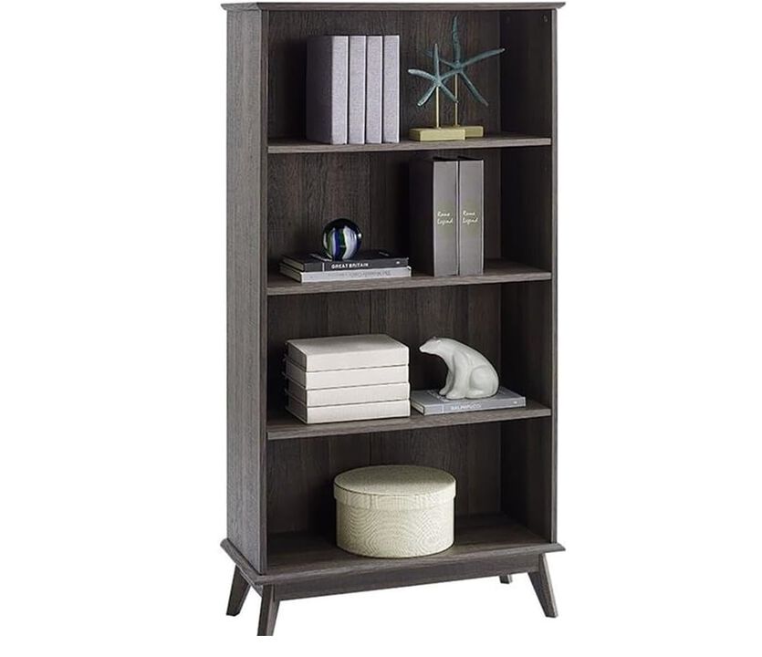 Caffoz Newport Series Wooden 5 Tier Bookcase Book Shelf, Smoke Oak