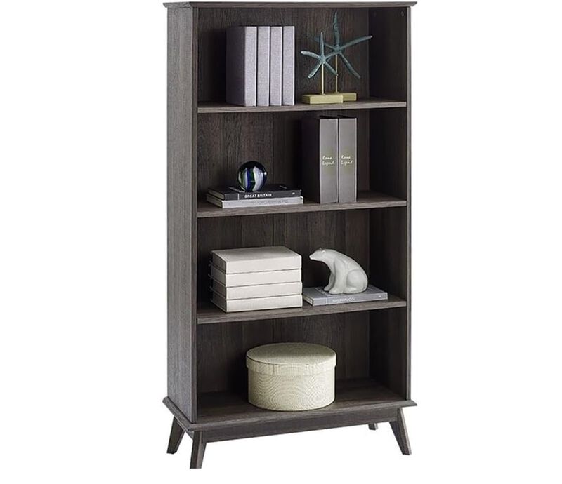 Caffoz Newport Series Wooden 5 Tier Bookcase Book Shelf, Smoke Oak
