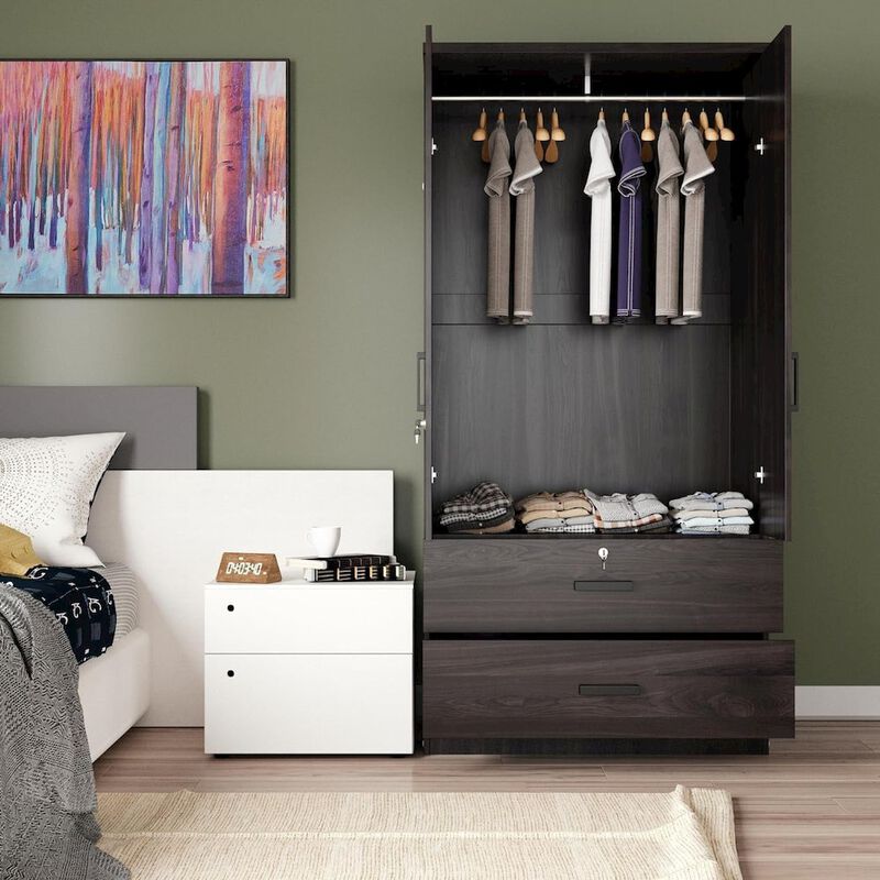 Mirrored 2 Door Wardrobe in Brown Color