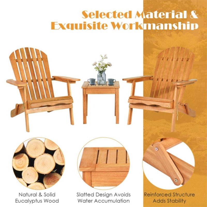 Hivvago 3 Pieces Adirondack Chair Set with Widened Armrest