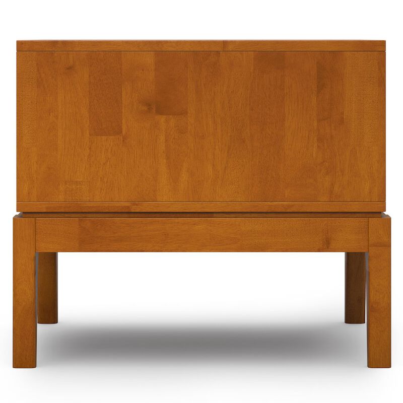 Simpli Home Harper Solid Hardwood End Table In Teak Brown