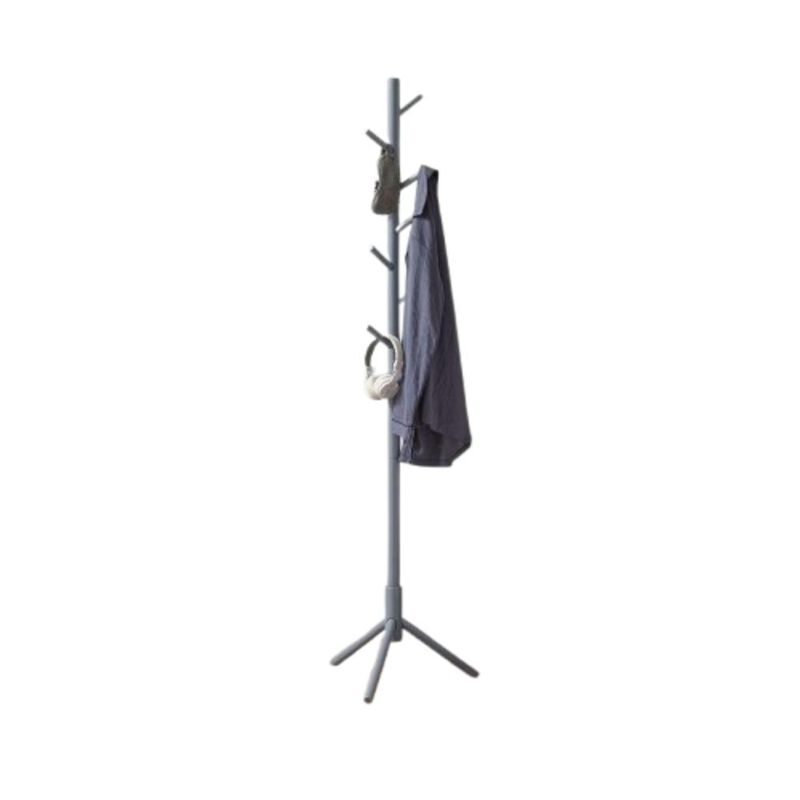 Hivvago Sturdy Solid Wood Coat Rack in White Finish with 8 Hooks image number 0