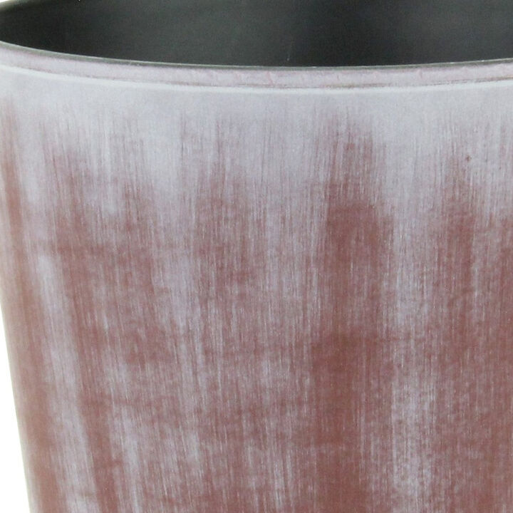 HomeRoots 6" Brown and Ivory Textural Tone On Tone Recycled Plastic Indoor Outdoor Round Pot Planter