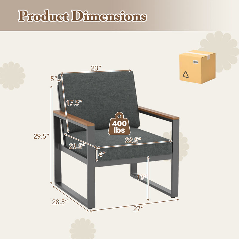 Patio Aluminum Chairs Modern Armchairs Set of 2 for Balcony