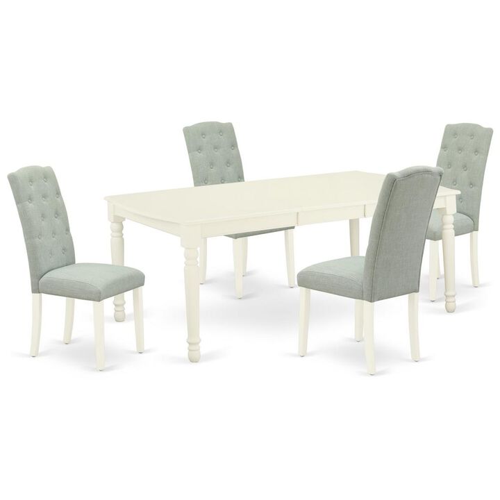 East West Furniture Dining Room Set Linen White