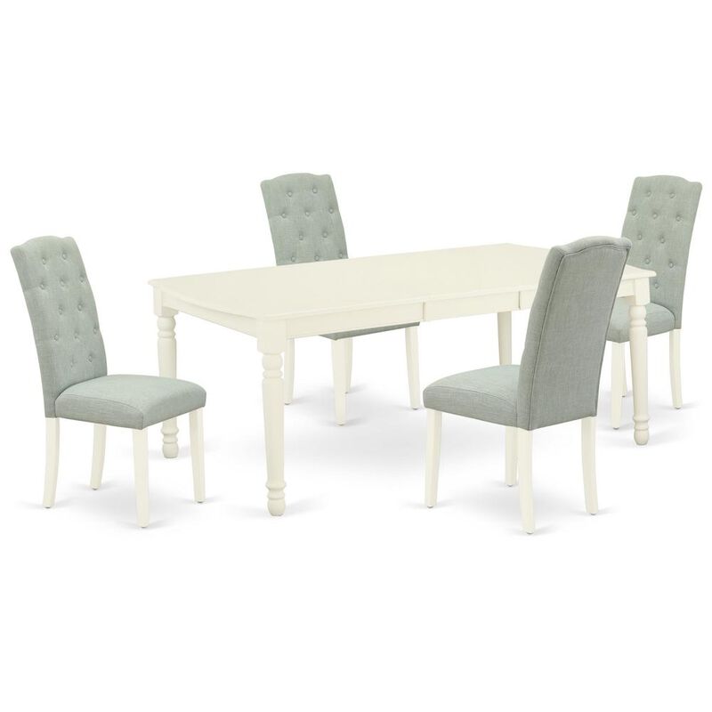 East West Furniture Dining Room Set Linen White
