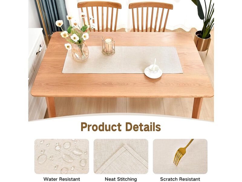 Farmhouse Rustic Faux Linen Water-Resistant Table Runner for Dining & Home Decor image number 3