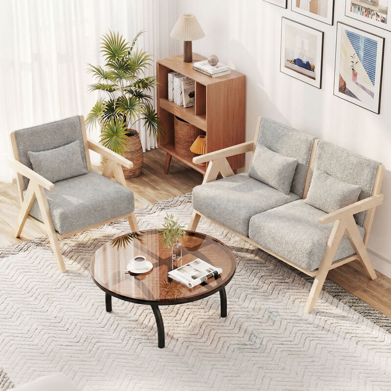 Mid Century Accent Chair with Wooden Frame for Living Room and Bedroom image number 4