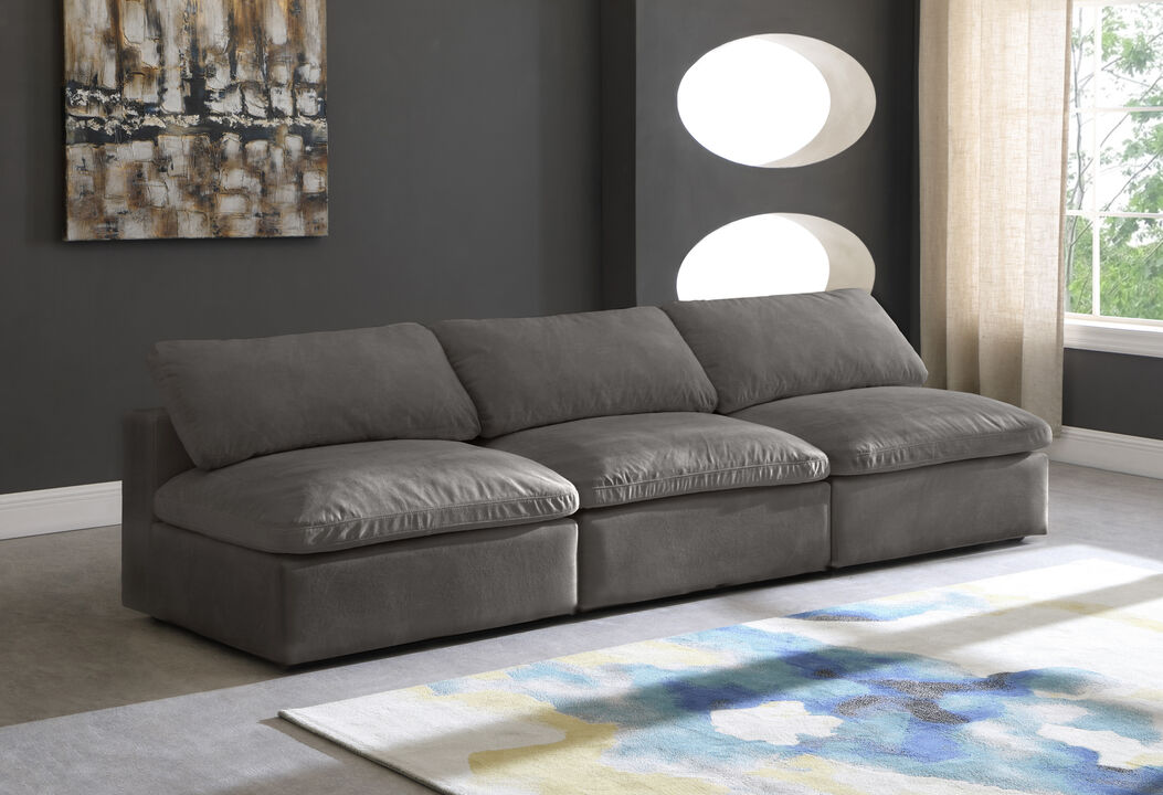 Meridian Furniture Cozy Grey Velvet Comfort Modular Armless Sofa
