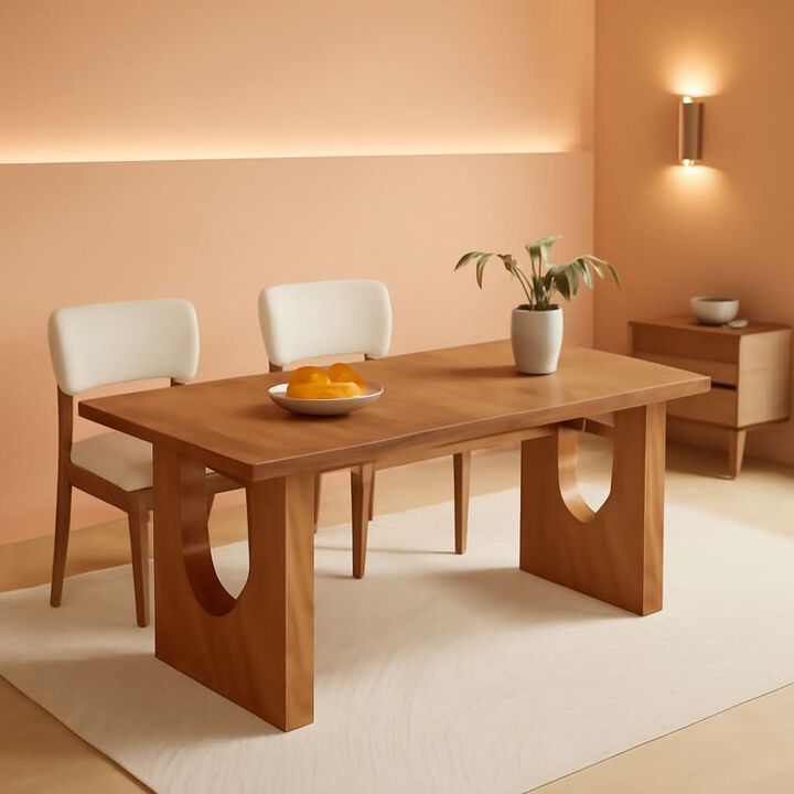 ShipItFurniture 71" Dining Table Rustic Brown Wood Pedestal